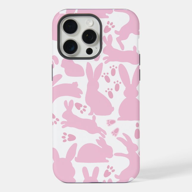 Rosa Kaninchen-Muster iPhone 15 Pro Max Hülle (Rückseite)
