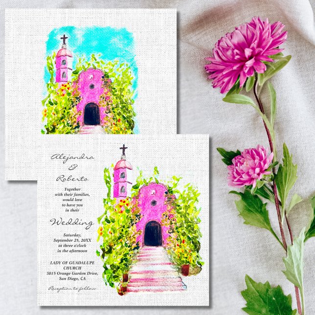 Rosa Kapelle Wasserfarbe Mexikanische Hochzeit Ein (Von Creator hochgeladen)