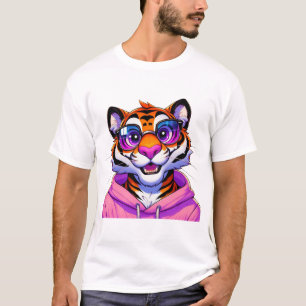 Rosa Kapuzenpullover-Tiger-Kunst T-Shirt