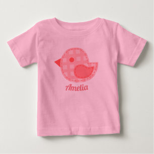Rosa Kariert Baby Bird Personalisiert T-shirt