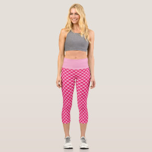 Rosa Kariert Capri Leggings