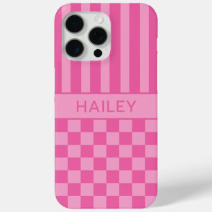 Rosa kariert gestreift personalisiert Case-Mate iPhone hülle