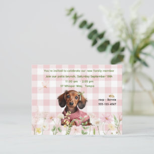 Rosa karierte Dachshund-Einladung Einladung