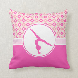 Rosa karierte Diamant-Gymnastik mit Monogramm Kissen