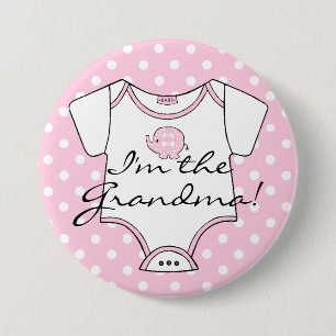 Rosa karierte Elefant-Polka-Punkte bin ich die Button