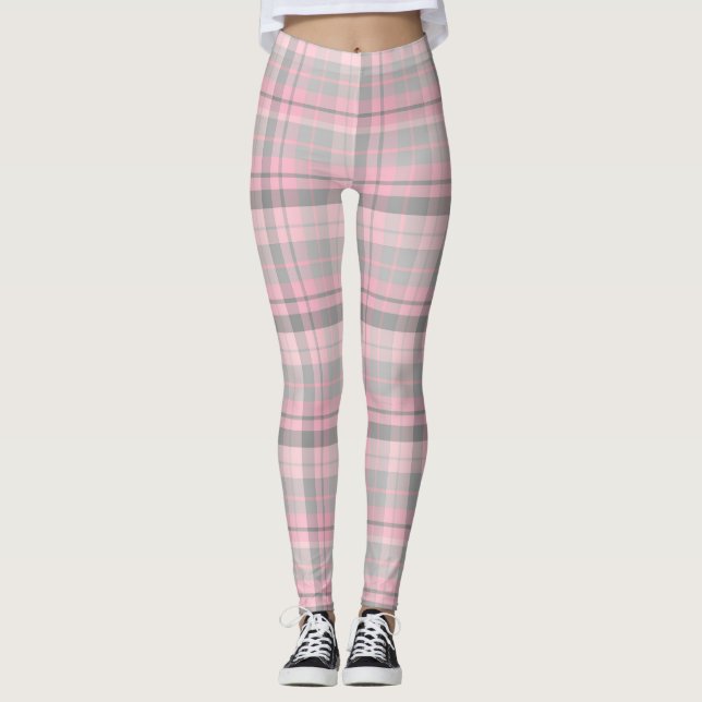 Rosa Karierte Frauen Leggings (Vorderseite)