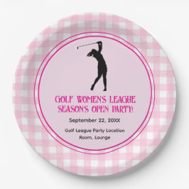 Rosa Karierte Ladys Golf League Papierplatte Pappteller