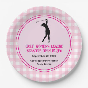 Rosa Karierte Ladys Golf League Papierplatte Pappteller