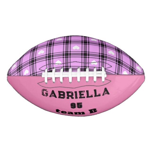 Rosa Karierte Personalisierte Namensnummer und Tea Football (Vorderseite)