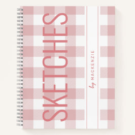 Rosa Karierte Skizze Buch Personalisierter Name