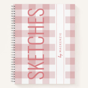 Rosa Karierte Skizze Buch Personalisierter Name