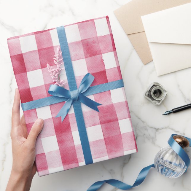 Rosa Karierte Streifen Geburtstag Geschenkpapier (Schenken)