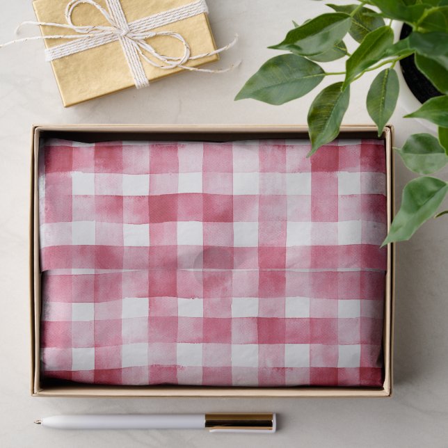 Rosa Karierte Streifen Geburtstag Seidenpapier (Geschenk)