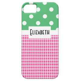 Rosa karierte und Polka-Punkte V2 Case-Mate iPhone Hülle