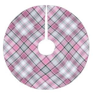Rosa karierter MusterChic Polyester Weihnachtsbaumdecke