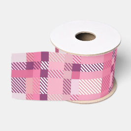 Rosa karierter Tartan 3" weit Grosgrain-Band Ripsband