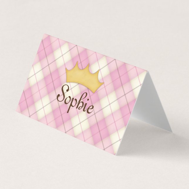 Rosa Karierter Tartan Personalisierter Princess-Sp Visitenkarten (Vorderseite)