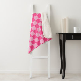 Rosa kariertes Druckmuster Sherpadecke