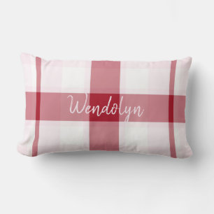 Rosa Kariertes Girl Throw Lumbar Kissen