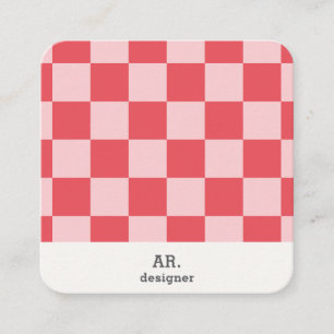 Rosa kariertes QR-Code-Geschäftskarte Quadratische Visitenkarte
