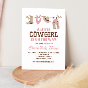 Rosa Karo-Cowgirl Western-Baby-Party Einladung