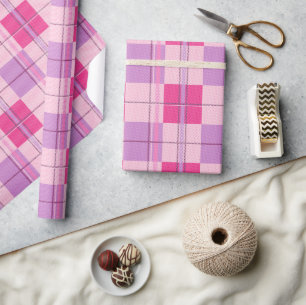 Rosa Karo-Geschenkpapier, weiches lila Tartan-Gesc Geschenkpapier