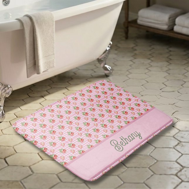 Rosa Karo-Karo-Schinken-Gingham-Muster Badematte (Von Creator hochgeladen)