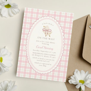 Rosa Karo, Kleines Küken Mädchen, Baby Shower Einl Einladung