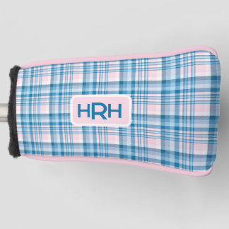 Rosa Karo mit modernem Monogramm Golf Headcover