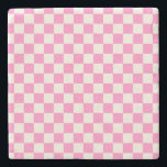 Rosa Karo, Prüfplatine-Muster, geprüft Steinuntersetzer<br><div class="desc">Kariertes Muster - rosa und cremeweiße Schachbretter.</div>