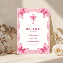 Rosa Karo Wasserfarben Schleifen & Kreuz Mädchen T