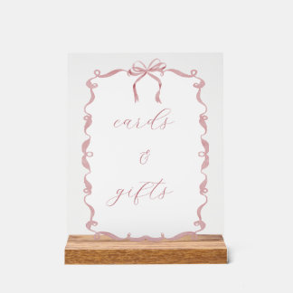 Rosa Karten & Geschenke Schild für Baby oder Hochz