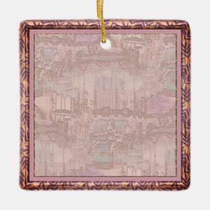 Rosa Karussell Pferde Keramik Ornament