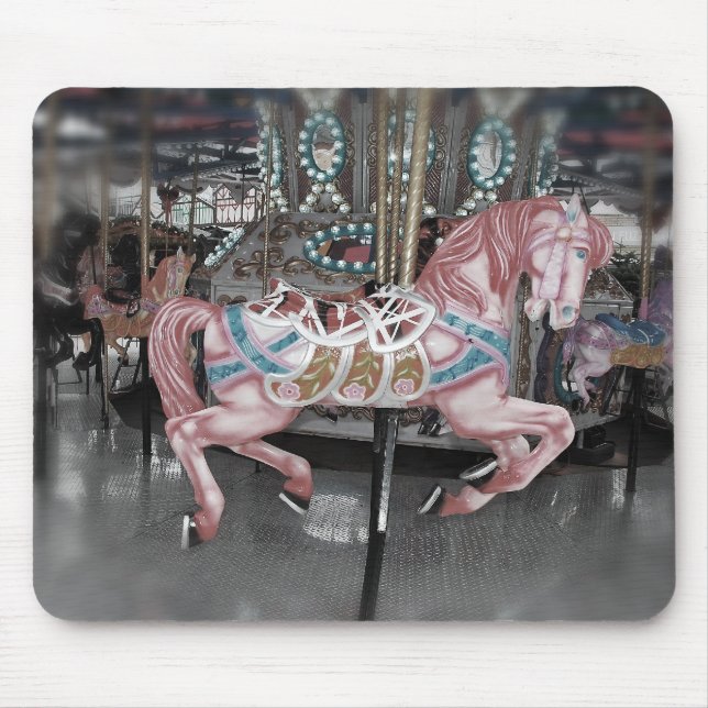 Rosa Karussellpferd Mousepad (Vorne)