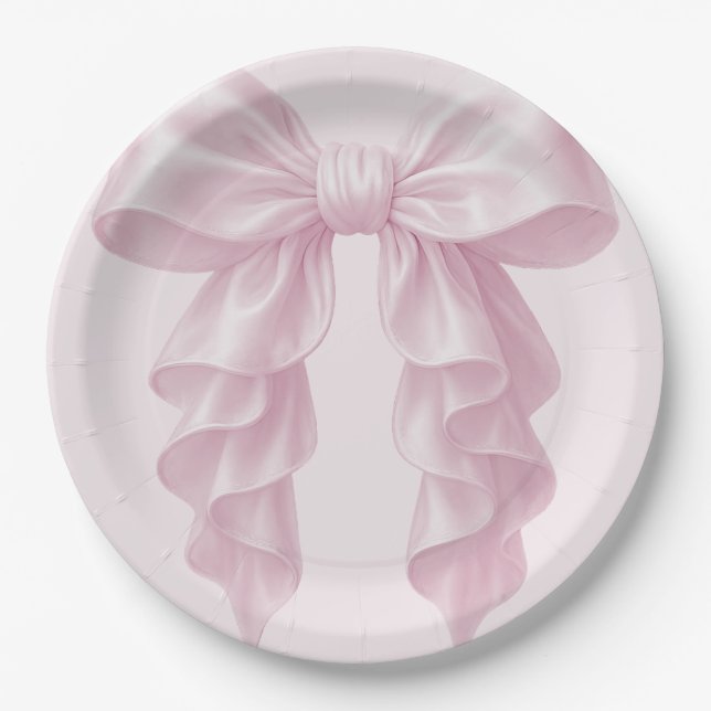Rosa Kaskade Ruffle Bow Classy Posh Pappteller (Vorderseite)