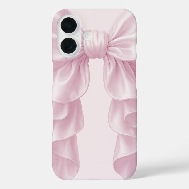 Rosa Kaskade Ruffle Bow Elegante Girly iPhone 16 Hülle (Rückseite)
