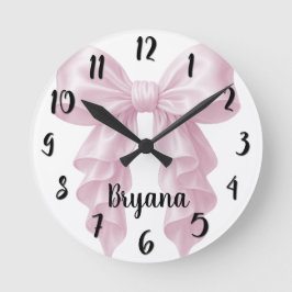 Rosa Kaskade Ruffle Bow Elegante Girly Runde Wanduhr