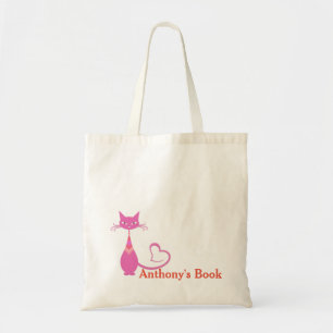 Rosa Kätzchen Kinder benannte Bibliothekstasche Tragetasche