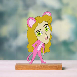 Rosa Katze Acrylschild