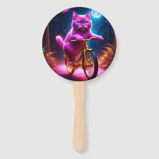 Rosa Katze auf einem Landschaftlichen goldenen Rad Fächer