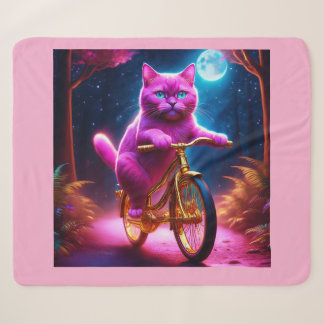 Rosa Katze auf einem Landschaftlichen goldenen Rad Sherpadecke