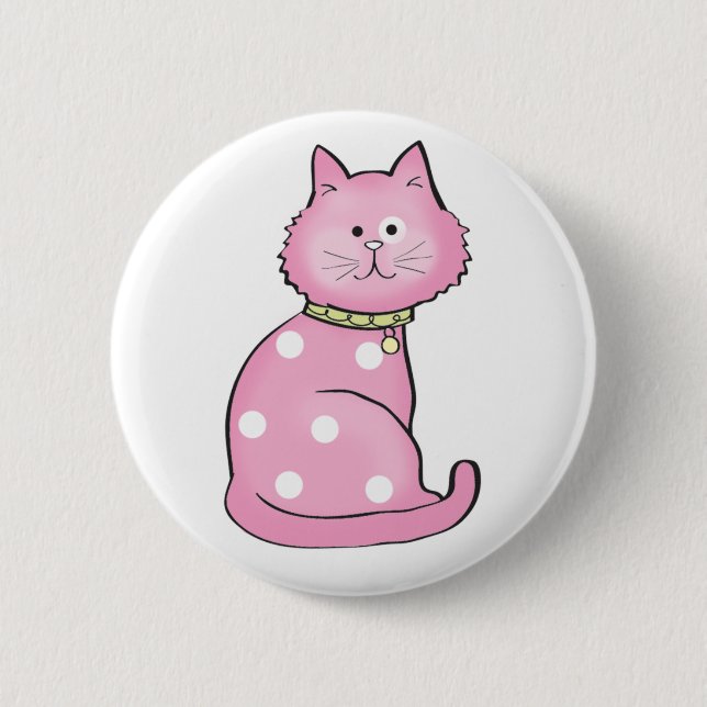 rosa Katze Button (Vorderseite)