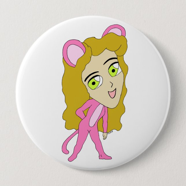 Rosa Katze Button (Vorderseite)