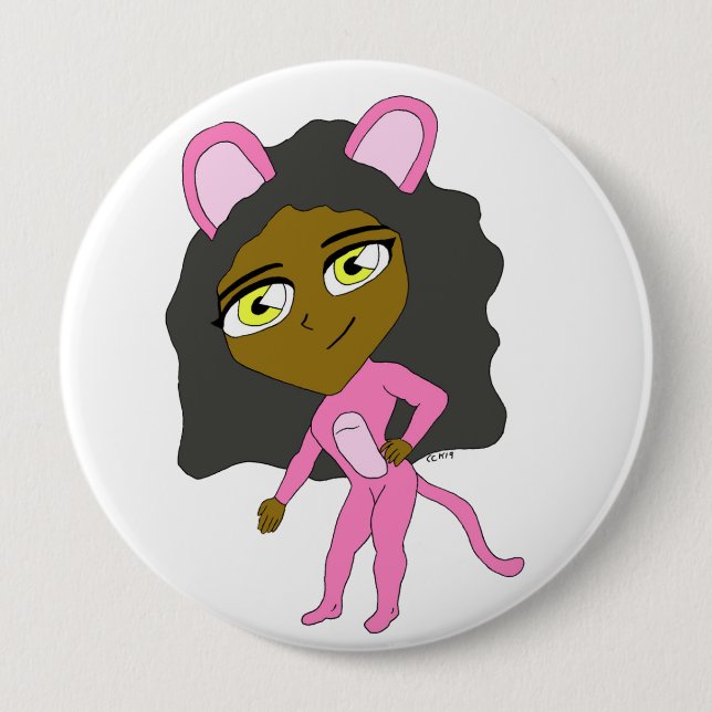 Rosa Katze Button (Vorderseite)