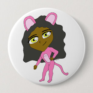 Rosa Katze Button