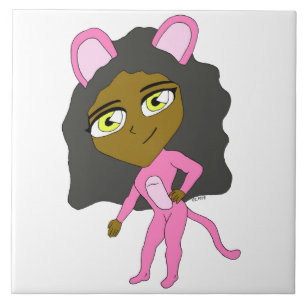 Rosa Katze Fliese