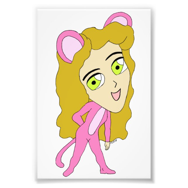 Rosa Katze Fotodruck (Vorne)