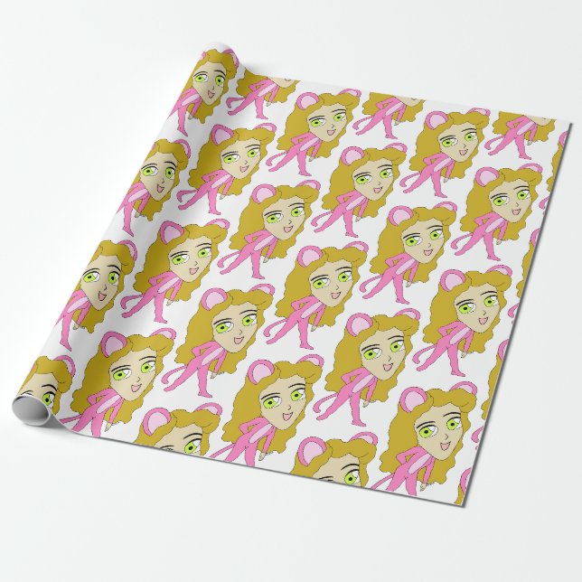 Rosa Katze Geschenkpapier (Ungerollt)