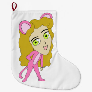 Rosa Katze Großer Weihnachtsstrumpf