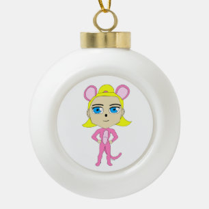 Rosa Katze Keramik Kugel-Ornament